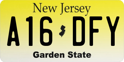 NJ license plate A16DFY