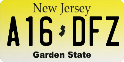 NJ license plate A16DFZ