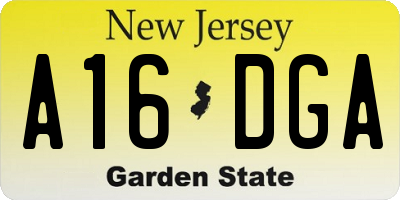 NJ license plate A16DGA