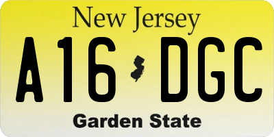 NJ license plate A16DGC