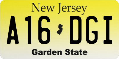 NJ license plate A16DGI