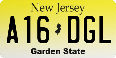 NJ license plate A16DGL