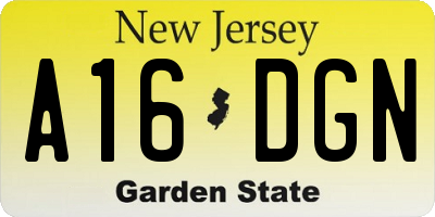 NJ license plate A16DGN