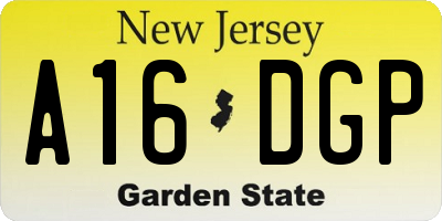 NJ license plate A16DGP
