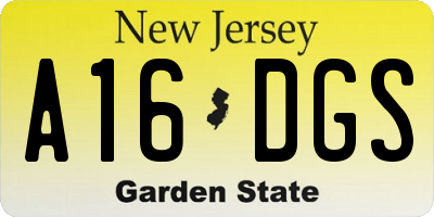 NJ license plate A16DGS