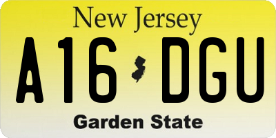 NJ license plate A16DGU