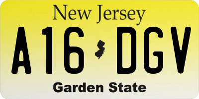 NJ license plate A16DGV