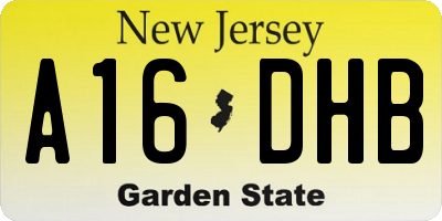 NJ license plate A16DHB