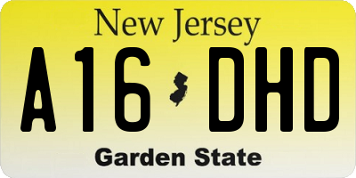 NJ license plate A16DHD