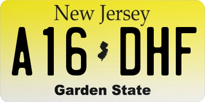 NJ license plate A16DHF