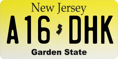 NJ license plate A16DHK