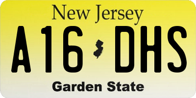NJ license plate A16DHS
