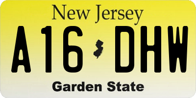 NJ license plate A16DHW