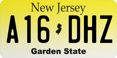 NJ license plate A16DHZ