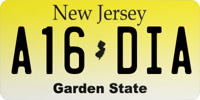 NJ license plate A16DIA
