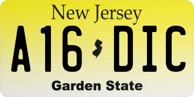 NJ license plate A16DIC