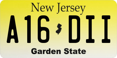 NJ license plate A16DII