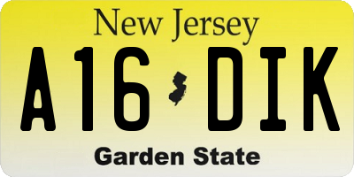 NJ license plate A16DIK