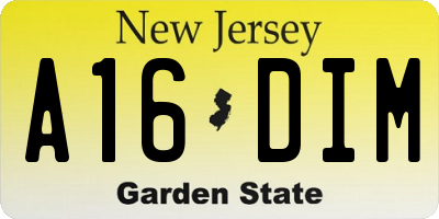 NJ license plate A16DIM