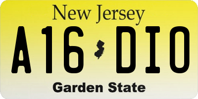 NJ license plate A16DIO