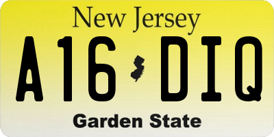 NJ license plate A16DIQ