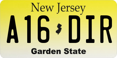 NJ license plate A16DIR