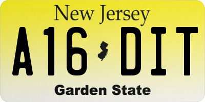NJ license plate A16DIT