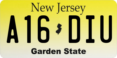 NJ license plate A16DIU