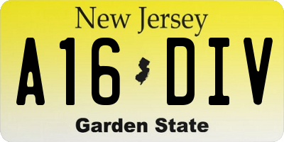 NJ license plate A16DIV
