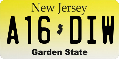 NJ license plate A16DIW