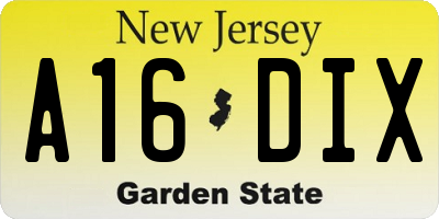 NJ license plate A16DIX