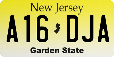 NJ license plate A16DJA