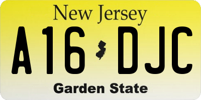 NJ license plate A16DJC
