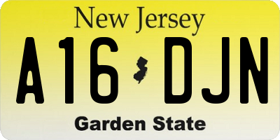 NJ license plate A16DJN