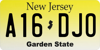 NJ license plate A16DJO