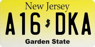 NJ license plate A16DKA