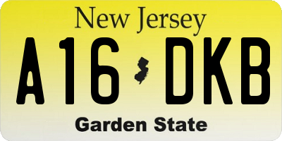 NJ license plate A16DKB
