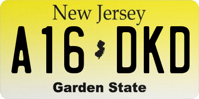NJ license plate A16DKD