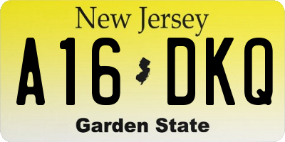 NJ license plate A16DKQ