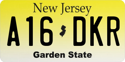 NJ license plate A16DKR