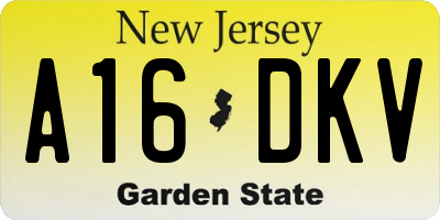 NJ license plate A16DKV