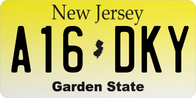 NJ license plate A16DKY
