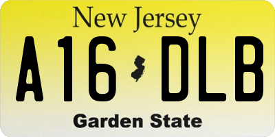 NJ license plate A16DLB
