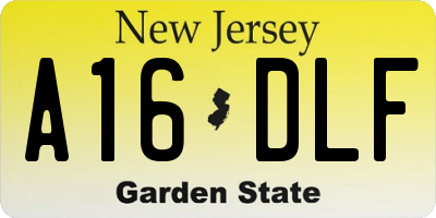 NJ license plate A16DLF