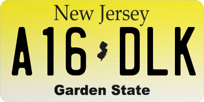 NJ license plate A16DLK