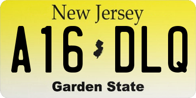 NJ license plate A16DLQ