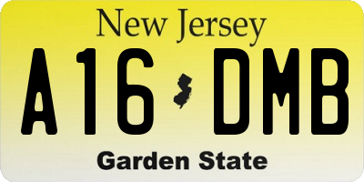 NJ license plate A16DMB