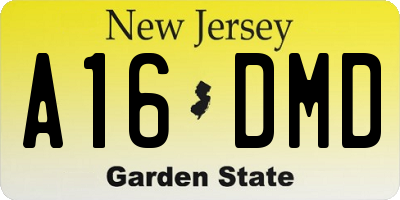 NJ license plate A16DMD