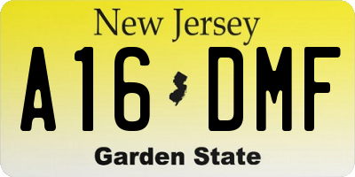 NJ license plate A16DMF