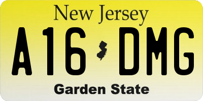 NJ license plate A16DMG